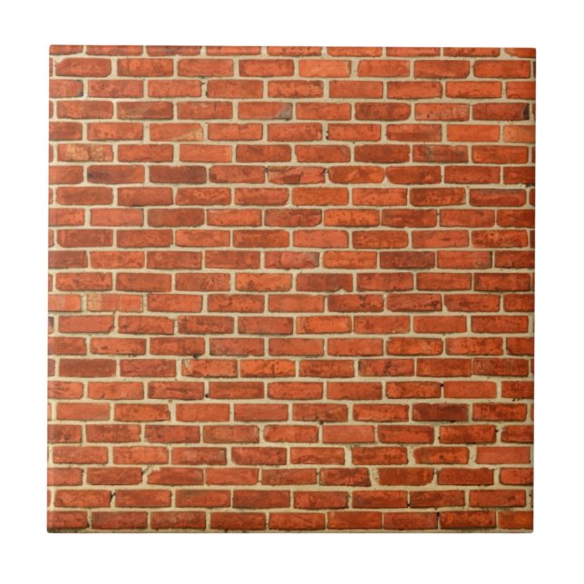 Old Grungy Red Orange Brick Wall Facade Structure Ceramic Tile (Front)