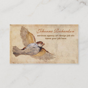 old grungy vintage bird business card
