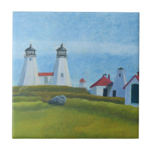 Old Gurnet Lighthouses Ceramic Tile