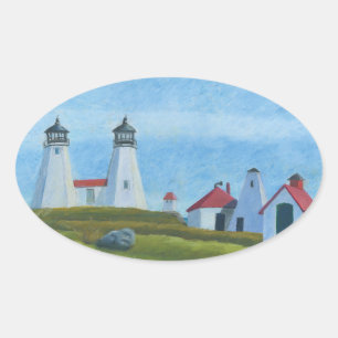 Old Gurnet Lighthouses Oval Sticker