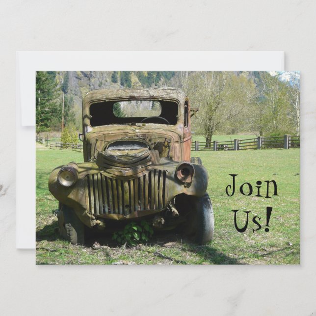 Old Guy Birthday Party - Old Rusty Truck Invitation (Front)