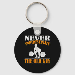 Old Guy Bodybuilding Grandpa Gym Grandfather Weigh Key Ring