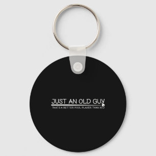 Old Guy Pool Player Gift Design For Elder Billiard Key Ring
