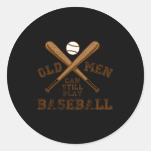 Old Guys Rule Play Baseball Fun Sports T Shirt  Classic Round Sticker