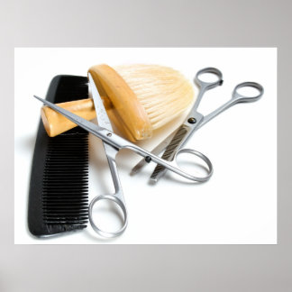 Old hairdresser's tool poster