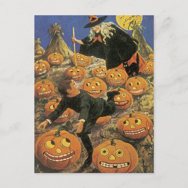 OLD Halloween Postcard, Retro Witchery Postcard (Front)
