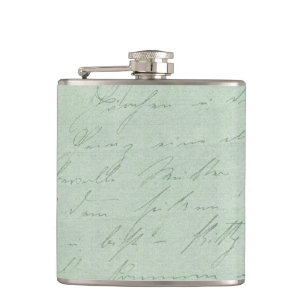 Old handwriting love letters faded antique script hip flask