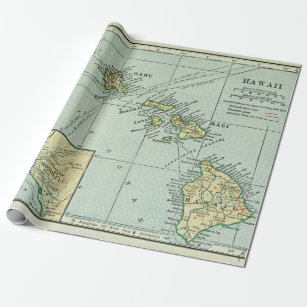Old Hawaii Islands Map (1921) Vintage Hawaiian  Wrapping Paper