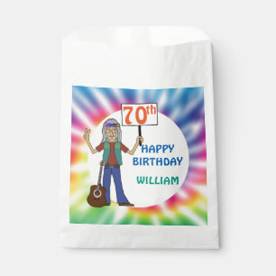 Old Hippie Hippy Tie Dye 70th Birthday Party Favo Favour Bag