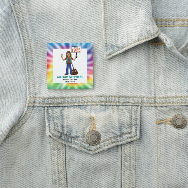 Old Hippie Hippy Tie Dye Class Reunion  Name Tag (In Situ)
