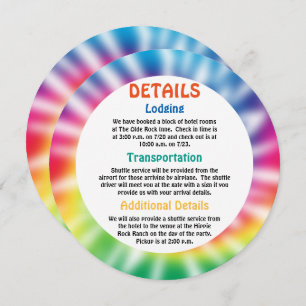Old Hippie Hippy Tie Dye Event Details Invitation