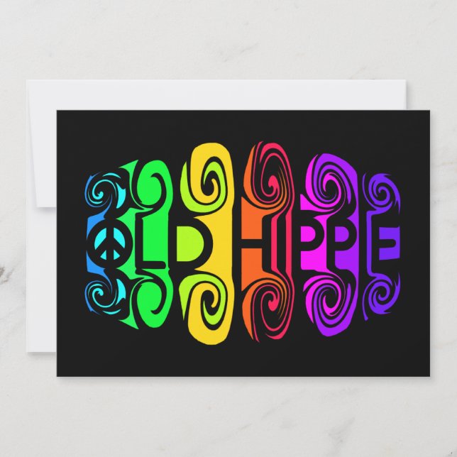 OLD HIPPIE invitation, customise Invitation (Front)