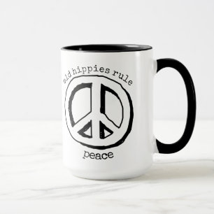 Old Hippies Rule, Peace Sign Coffee Mug