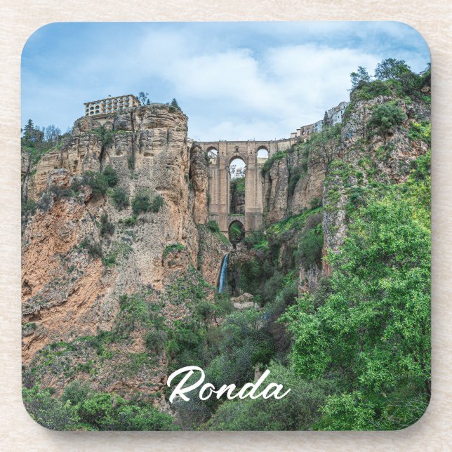 Old historic bridge in Ronda, Spain Coaster (Front)