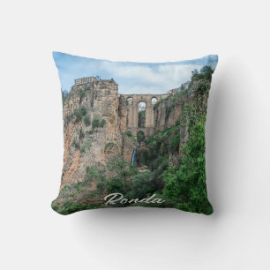 Old historic bridge in Ronda, Spain Cushion