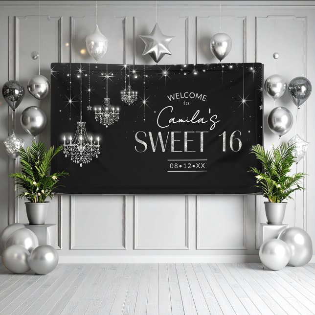 Old Hollywood B & W Chandelier Sweet 16 ID1108 Banner (Creator Uploaded)