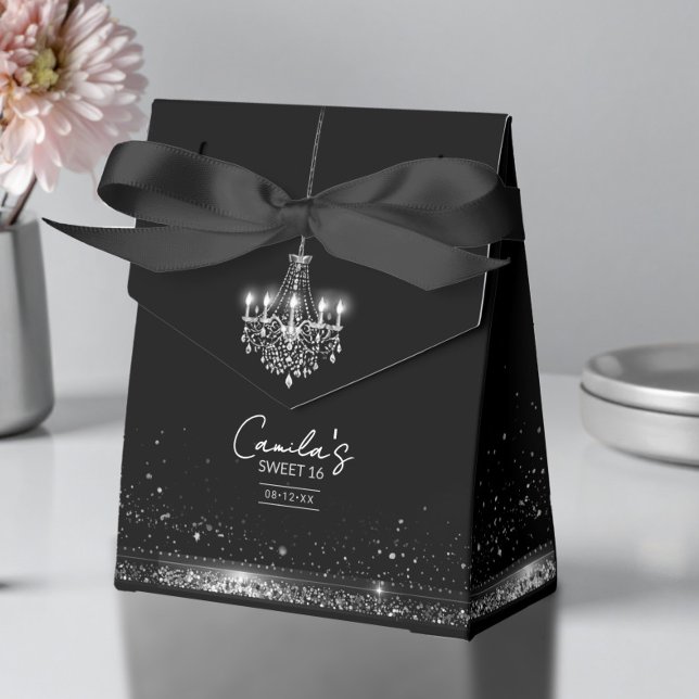 Old Hollywood B & W Chandelier Sweet 16 ID1108 Favour Box (Creator Uploaded)