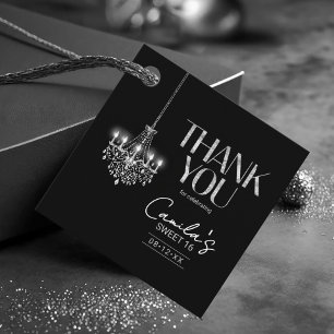 Old Hollywood B & W Chandelier Sweet 16 ID1108 Favour Tags