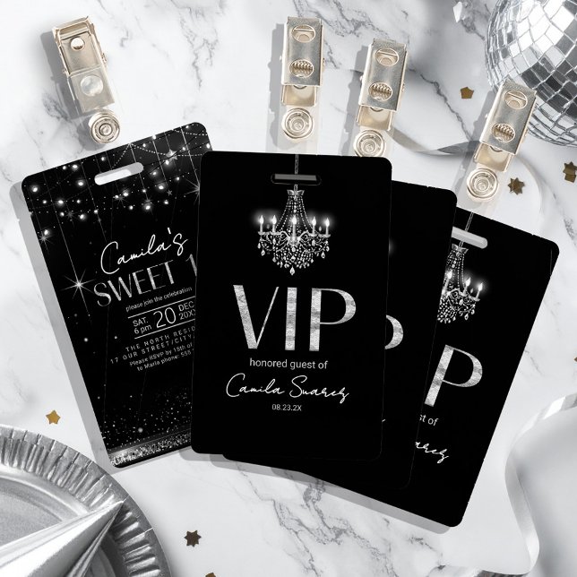 Old Hollywood B & W Chandelier Sweet 16 ID1108 ID Badge (Creator Uploaded)