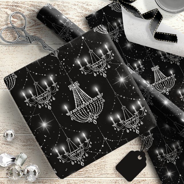 Old Hollywood B & W Chandeliers ID1108 Wrapping Paper (Creator Uploaded)