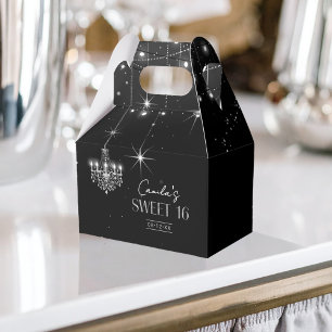 Old Hollywood B & W Chandeliers Sweet 16 ID1108 Favour Box