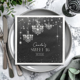Old Hollywood B & W Chandeliers Sweet 16 ID1108 Napkin