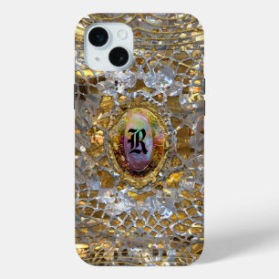 Old Hollywood Chic Elegant Monogram iPhone 15 Mini Case