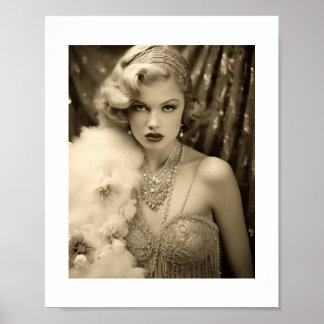 Old Hollywood Glam Blonde Actress Poster