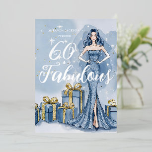 Old Hollywood Glam Blue Glitter Birthday