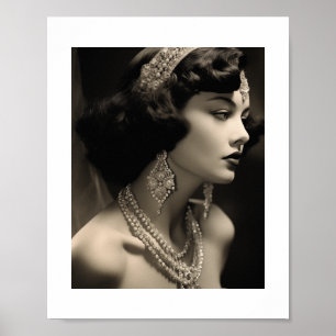 Old Hollywood Glam Brunette Actress Poster