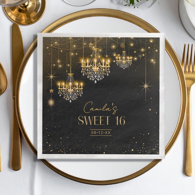 Old Hollywood Glam Chandeliers Sweet 16 ID1108 Napkin (Creator Uploaded)
