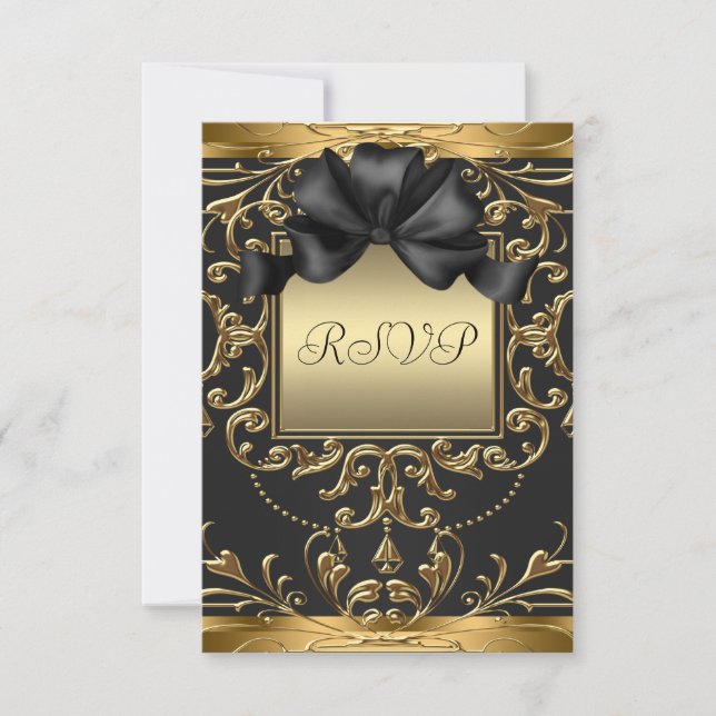 Old Hollywood Glamour Art Deco Birthday Party RSVP Card (Front)