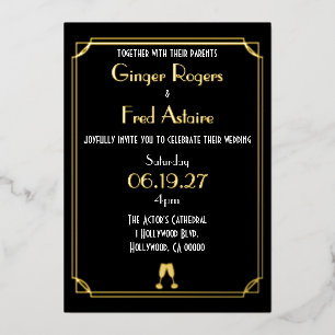 Old Hollywood Goil Foil Classy Film Strip Invite