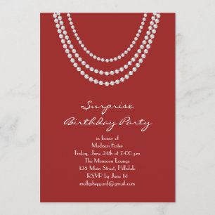 Old Hollywood Surprise Birthday Party Invite red