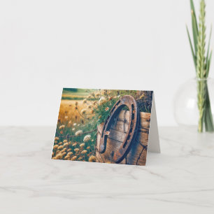 Old Horseshoe And Wildflowers Note Card