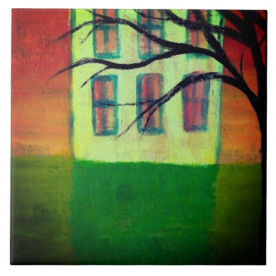Old House Abstract Painting Ceramic Tile