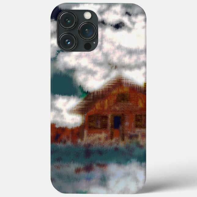 Old house under showy clouds with scratched effect Case-Mate iPhone case (Back)