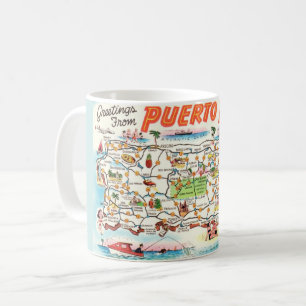 Old Illustrated Puerto Rico Map Mug