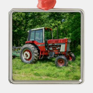 Old International Tractor Metal Tree Decoration