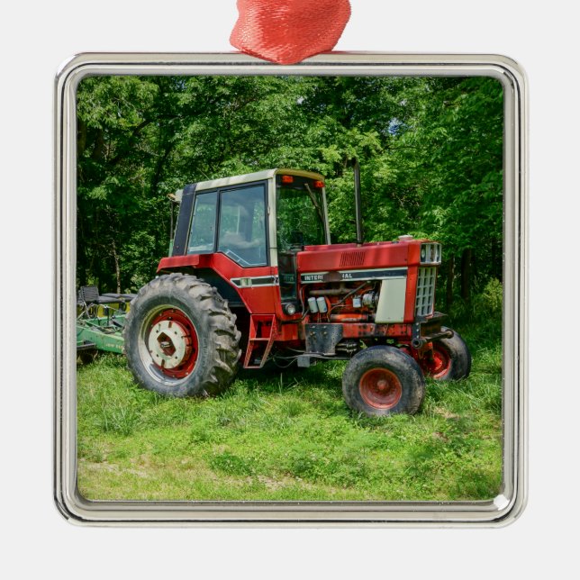 Old International Tractor Metal Tree Decoration (Front)
