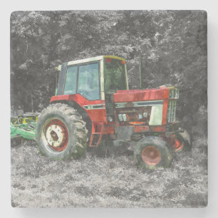 Old International Tractor Painterly Stone Coaster