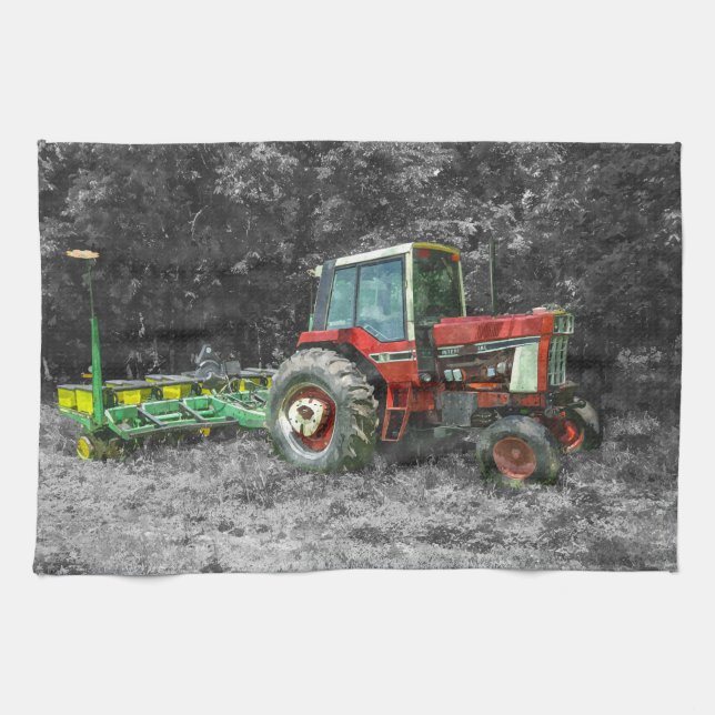 Old International Tractor Painterly Tea Towel (Horizontal)