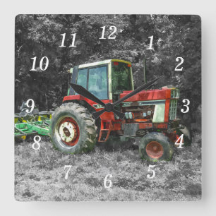 Old International Tractor Painterly Wall Clock