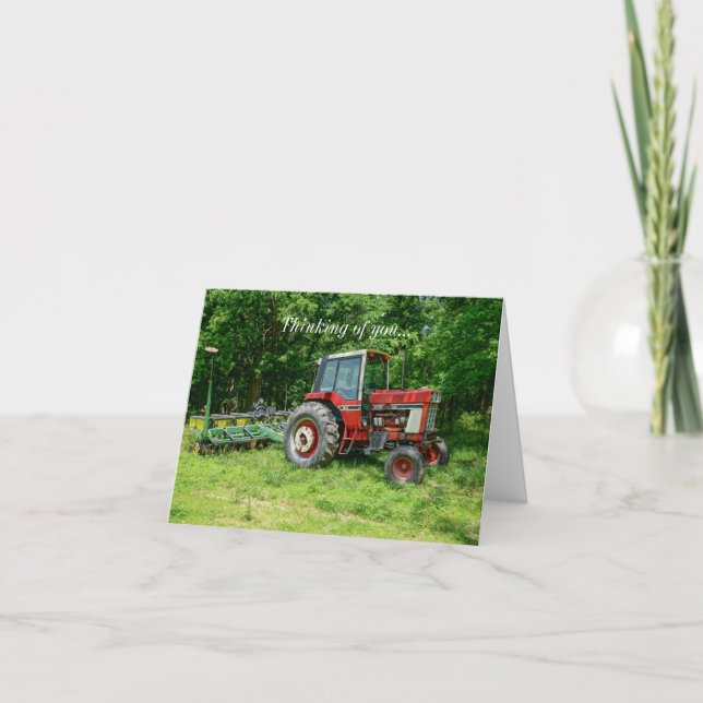 Old International Tractor Thinking Of You Card (Front)