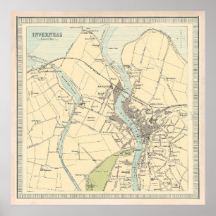 Old Inverness Scotland Map (1912)  Poster