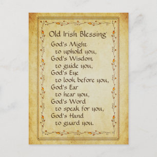 Old Irish Blessing, God's Might to Uphold You Postcard