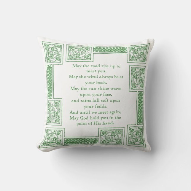 Old Irish Blessing in Celtic Knots Cushion (Front)