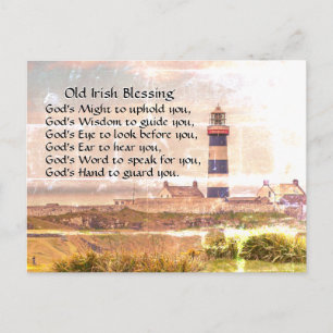 Old Irish Blessing, Lighthouse on Coast of Ireland Postcard