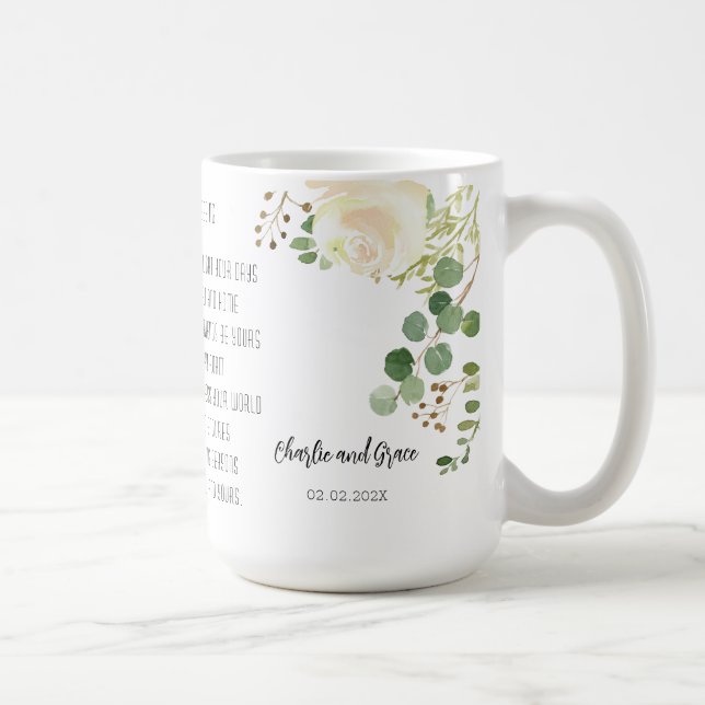 Old Irish Blessing & Personalise Wedding Greenery  Coffee Mug (Right)