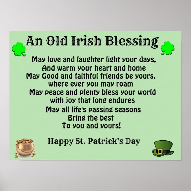 OLD IRISH BLESSING  POSTER (Front)
